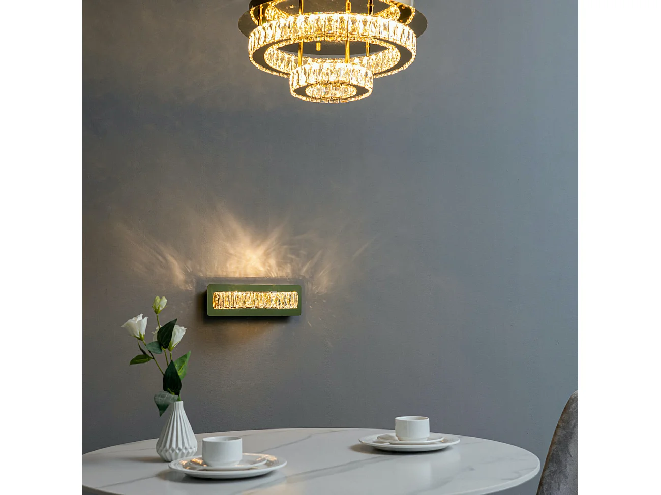 Plafonnier doré led cristal 2 cercles design - Diez