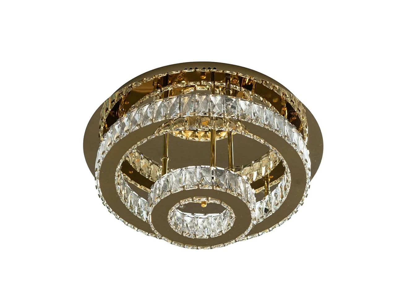 Plafonnier doré led cristal 2 cercles design - Diez
