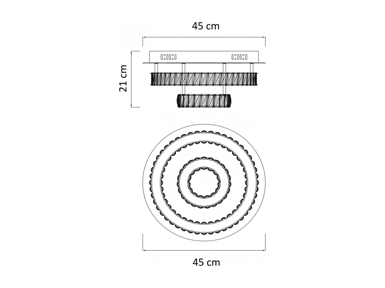 Plafonnier doré led cristal 2 cercles design - Diez