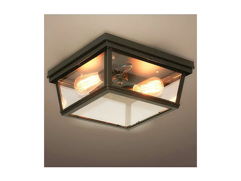 Plafonnier Noir Design avec Vitres en Verre - Velia