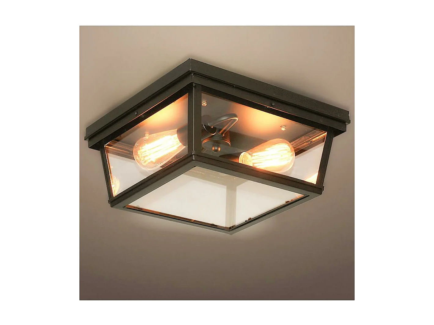 Plafonnier Noir Design avec Vitres en Verre - Velia