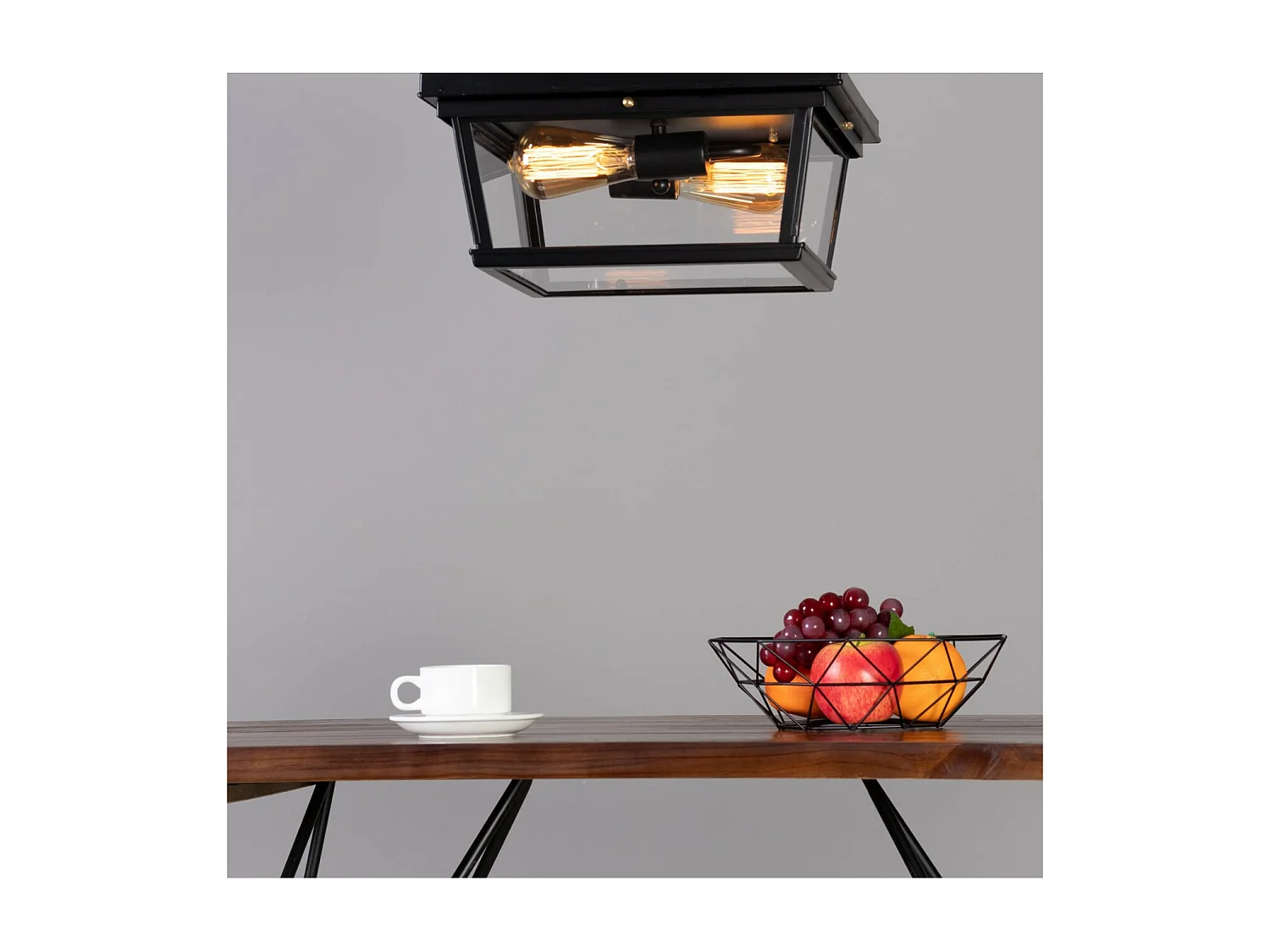 Plafonnier Noir Design avec Vitres en Verre - Velia