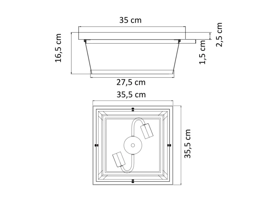 Plafonnier Noir Design avec Vitres en Verre - Velia