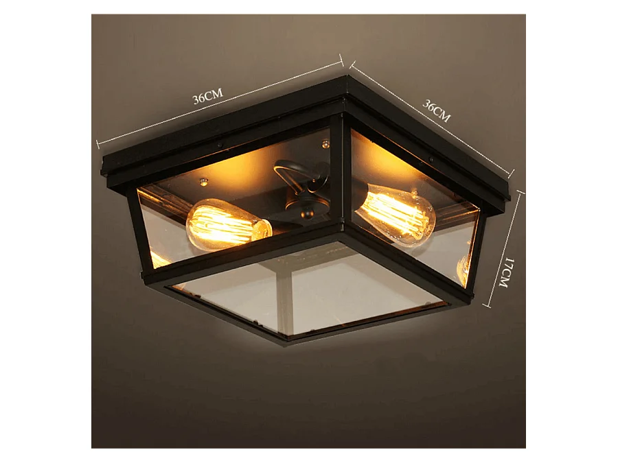 Plafonnier Noir Design avec Vitres en Verre - Velia