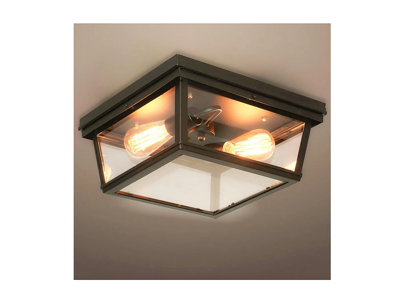 Plafonnier Noir Design avec Vitres en Verre - Velia