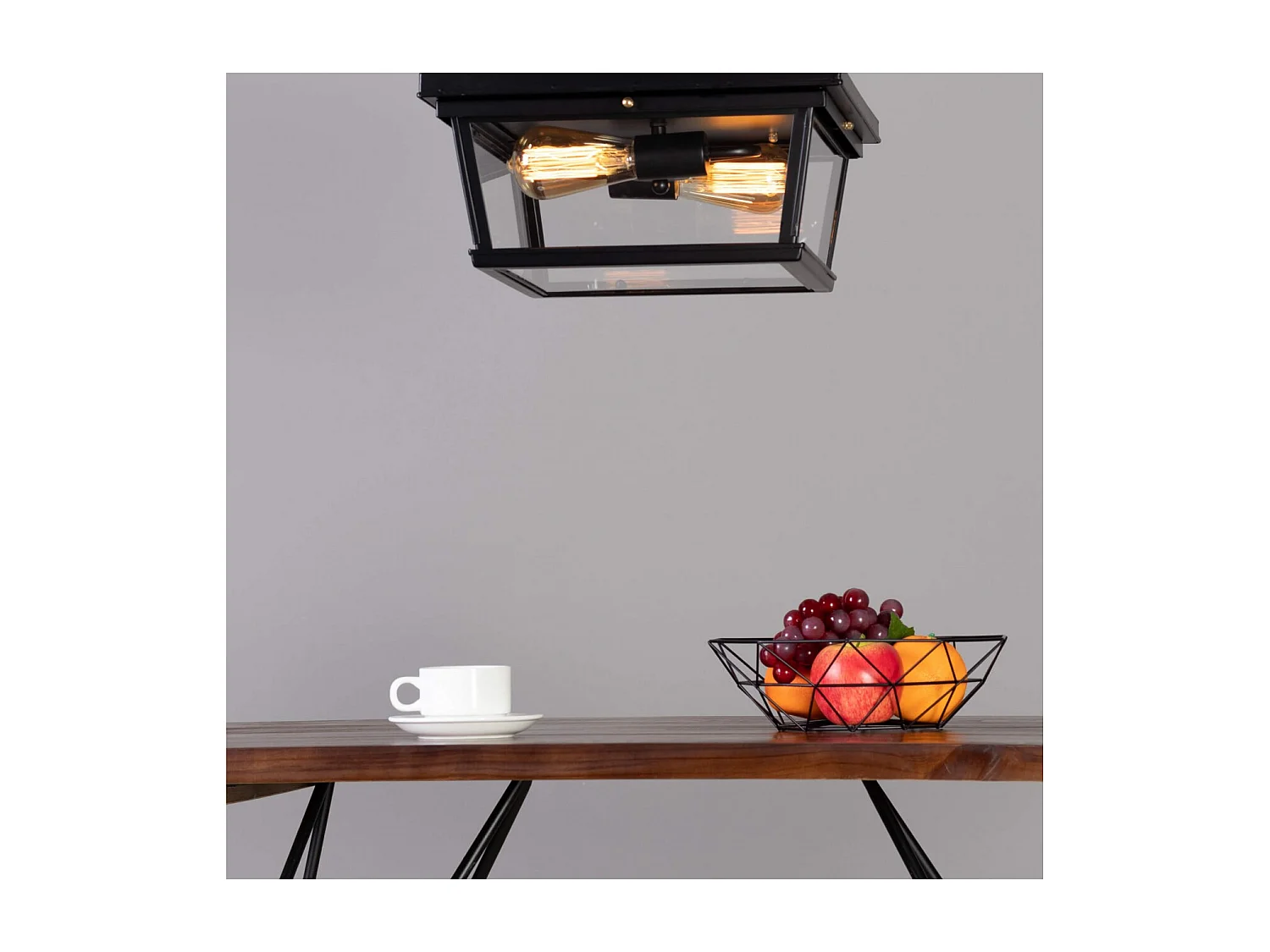 Plafonnier Noir Design avec Vitres en Verre - Velia