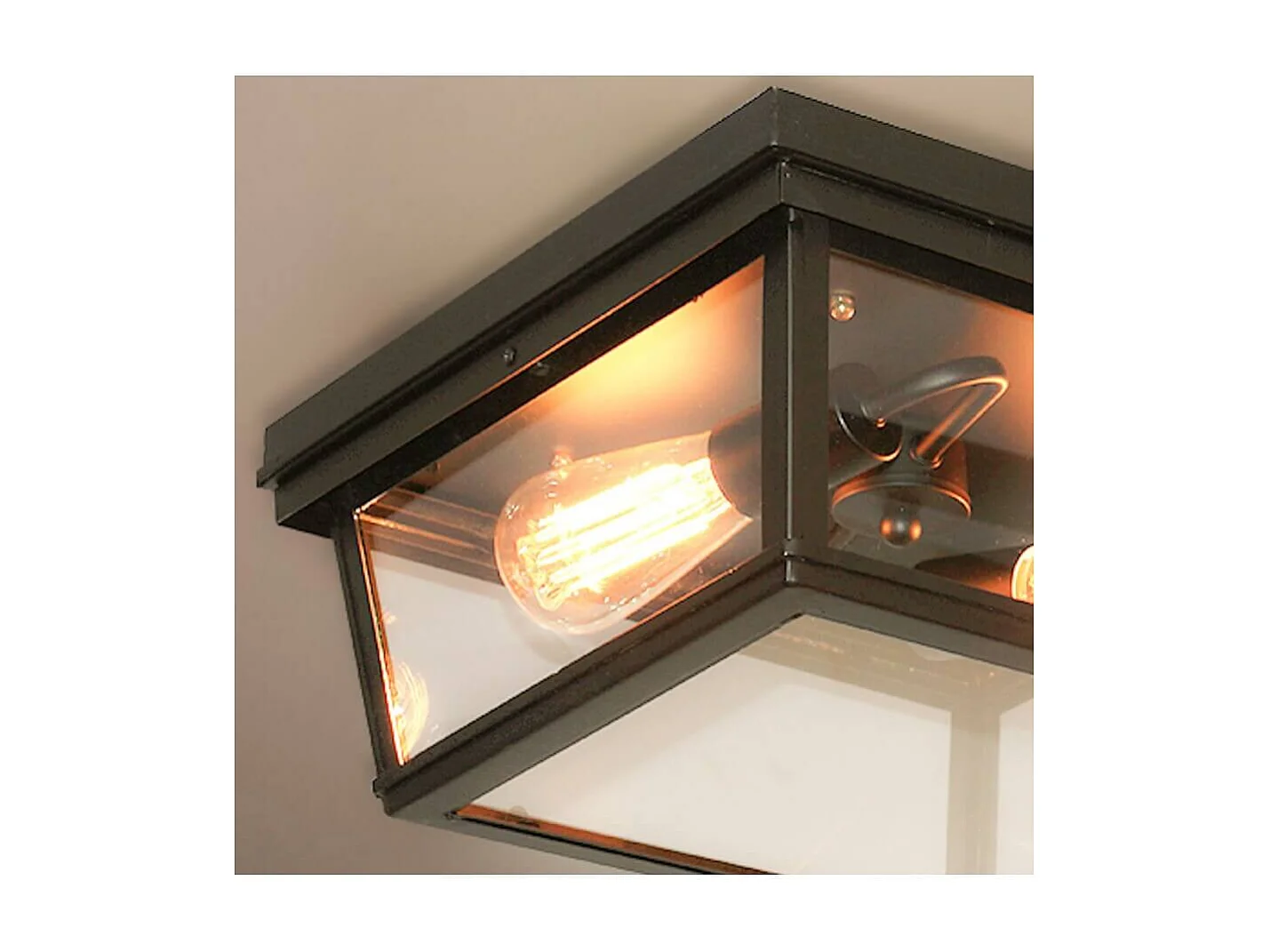 Plafonnier Noir Design avec Vitres en Verre - Velia