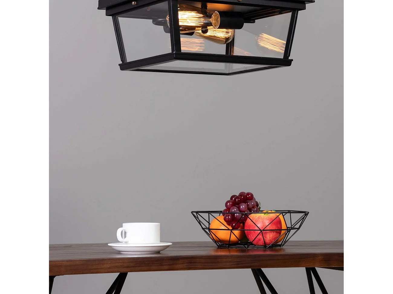Plafonnier Noir Design avec Vitres en Verre - Velia