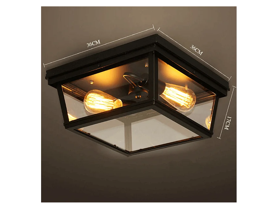 Plafonnier Noir Design avec Vitres en Verre - Velia