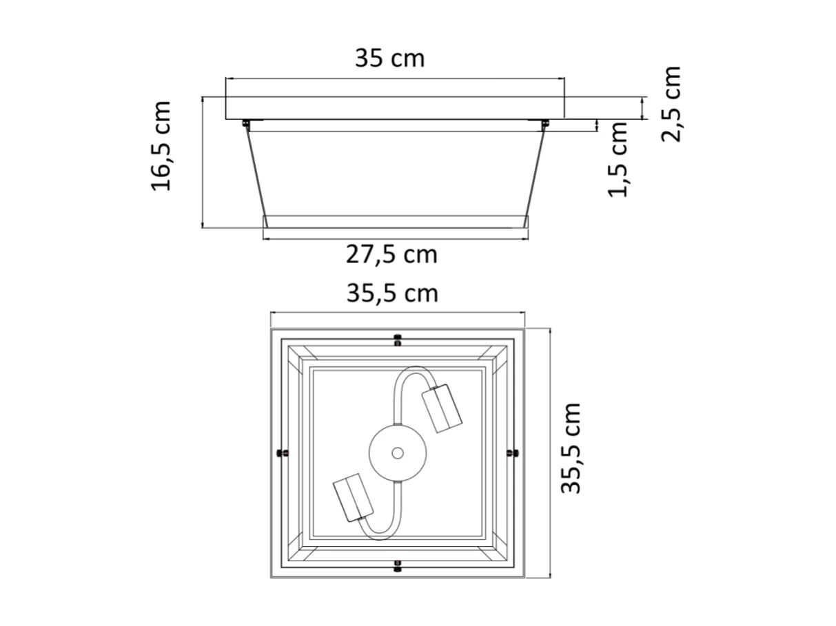 Plafonnier Noir Design avec Vitres en Verre - Velia