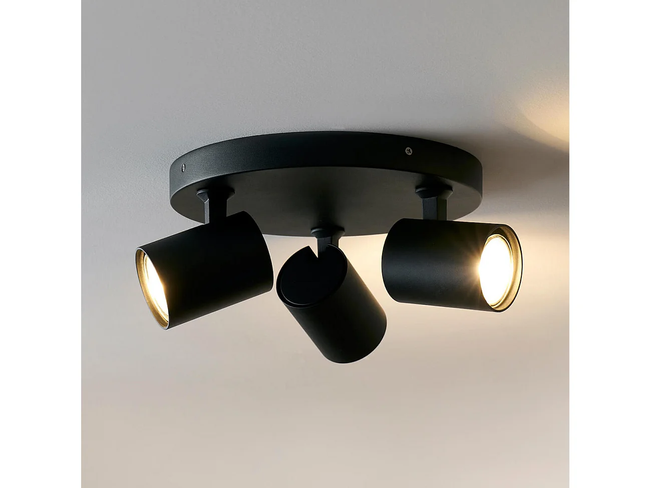 Plafonnier rond triple spot noir - Lima