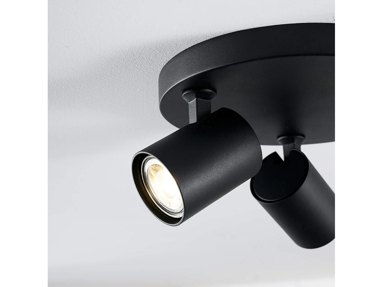 Plafonnier rond triple spot noir - Lima