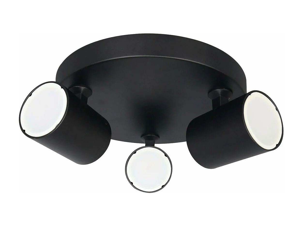 Plafonnier rond triple spot noir - Lima