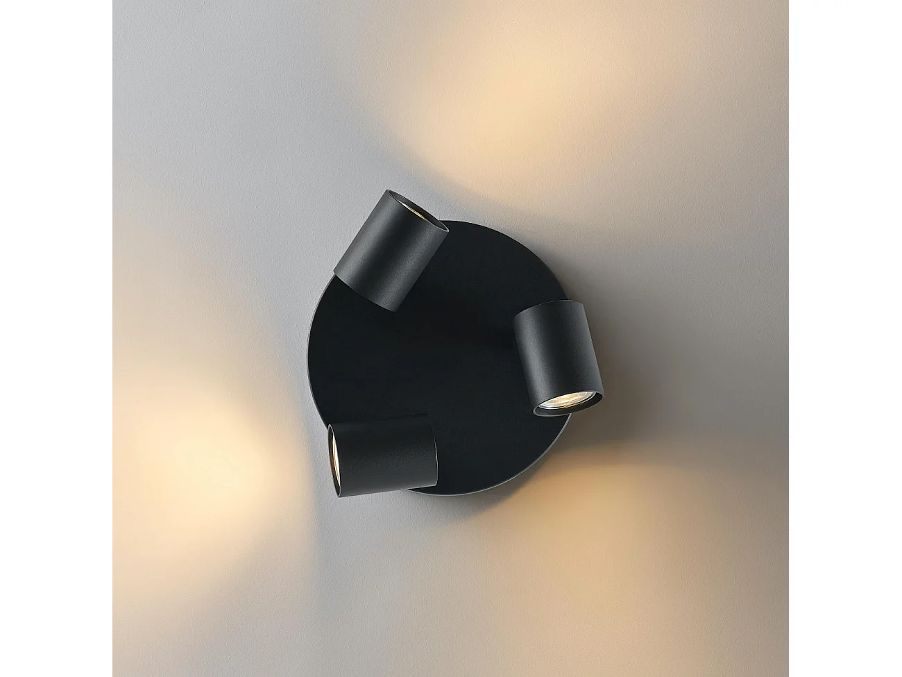 Plafonnier rond triple spot noir - Lima