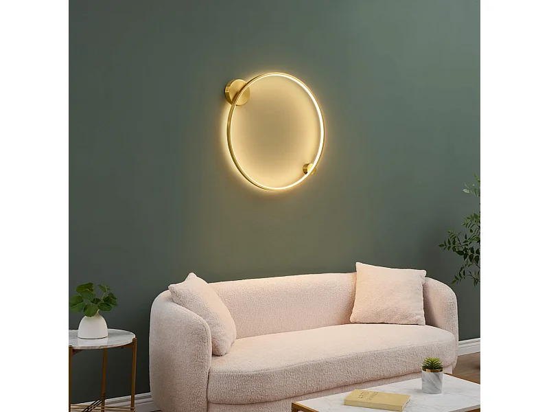 Applique ou plafonnier cercle laiton double socle 60 cm dimmable - Ceira