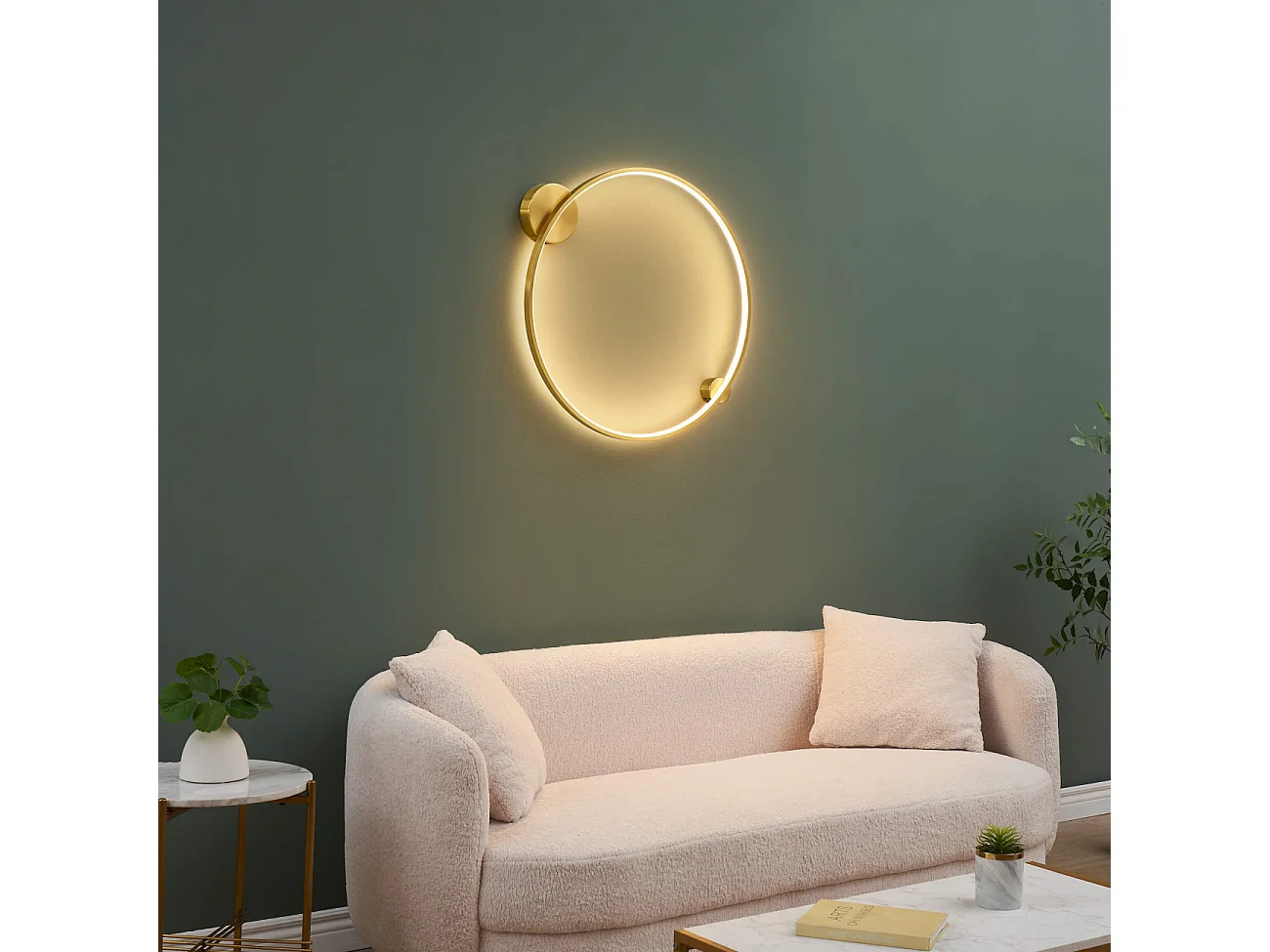 Applique ou plafonnier cercle laiton double socle 60 cm dimmable - Ceira