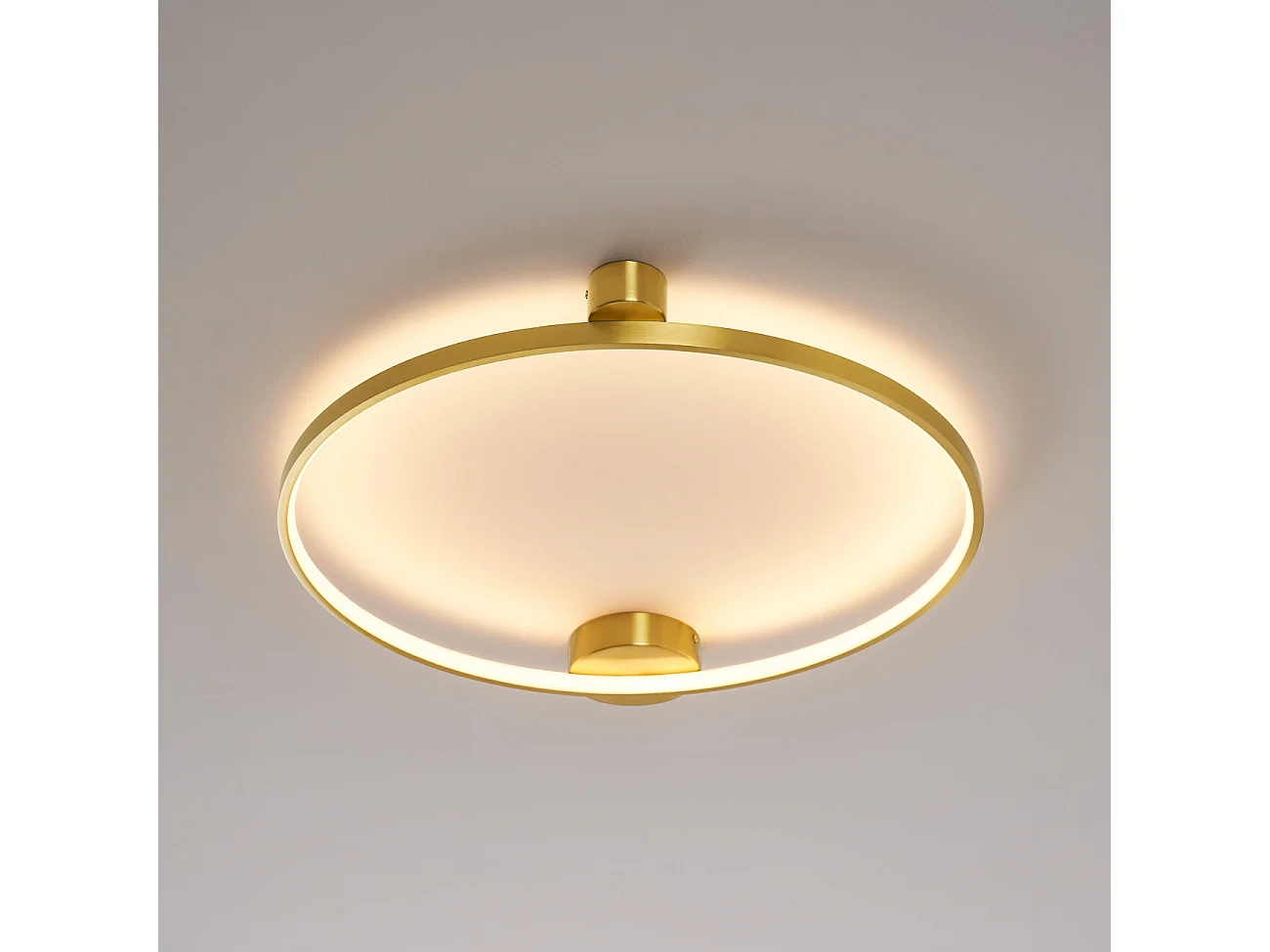 Applique ou plafonnier cercle laiton double socle 60 cm dimmable - Ceira