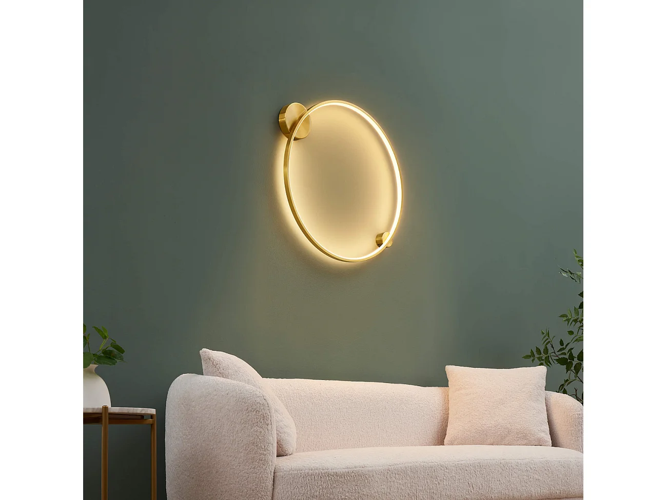 Applique ou plafonnier cercle laiton double socle 60 cm dimmable - Ceira