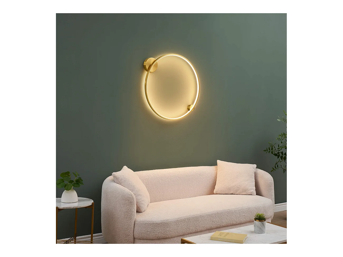 Applique ou plafonnier cercle laiton double socle 60 cm dimmable - Ceira