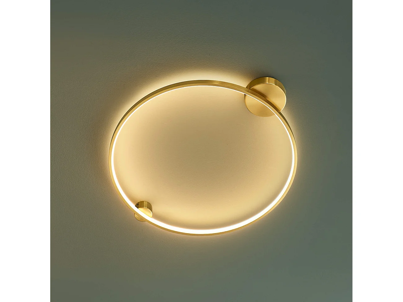 Applique ou plafonnier cercle laiton double socle 60 cm dimmable - Ceira