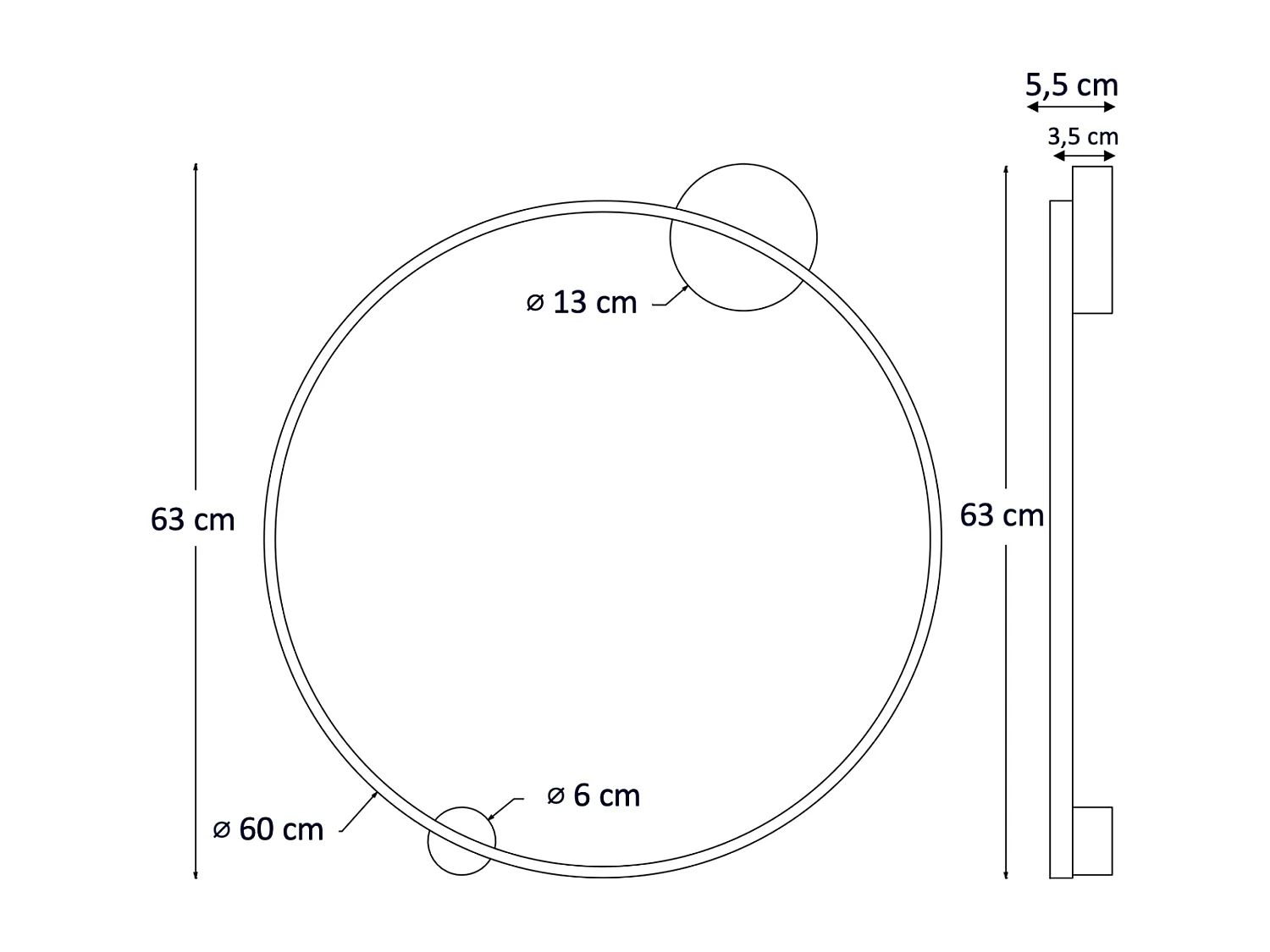 Applique ou plafonnier cercle laiton double socle 60 cm dimmable - Ceira
