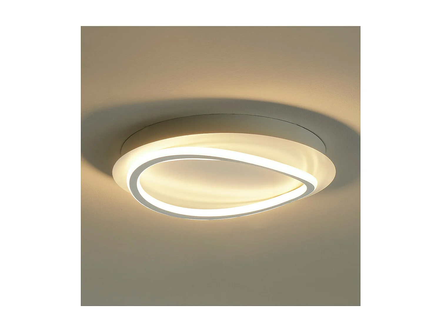 Plafonnier rond blanc boucle LED futuriste - Maori