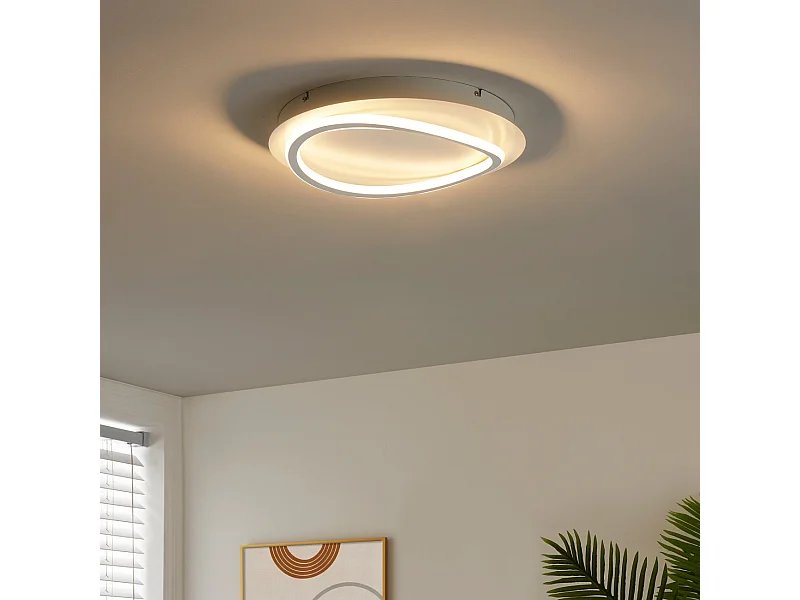 Plafonnier rond blanc boucle LED futuriste - Maori