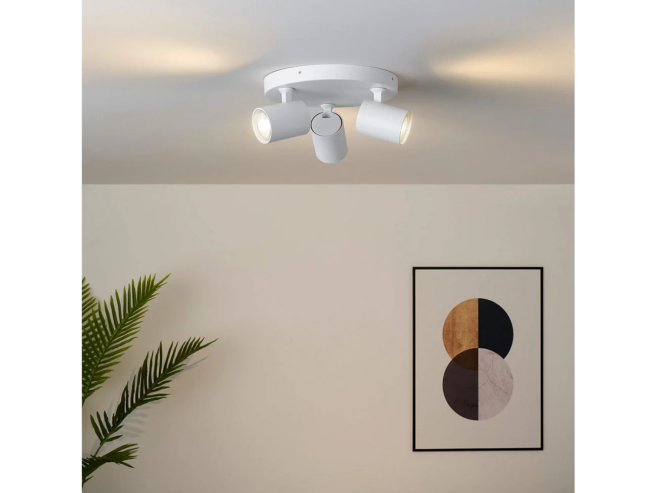 Plafonnier blanc trois spots orientables - Lima