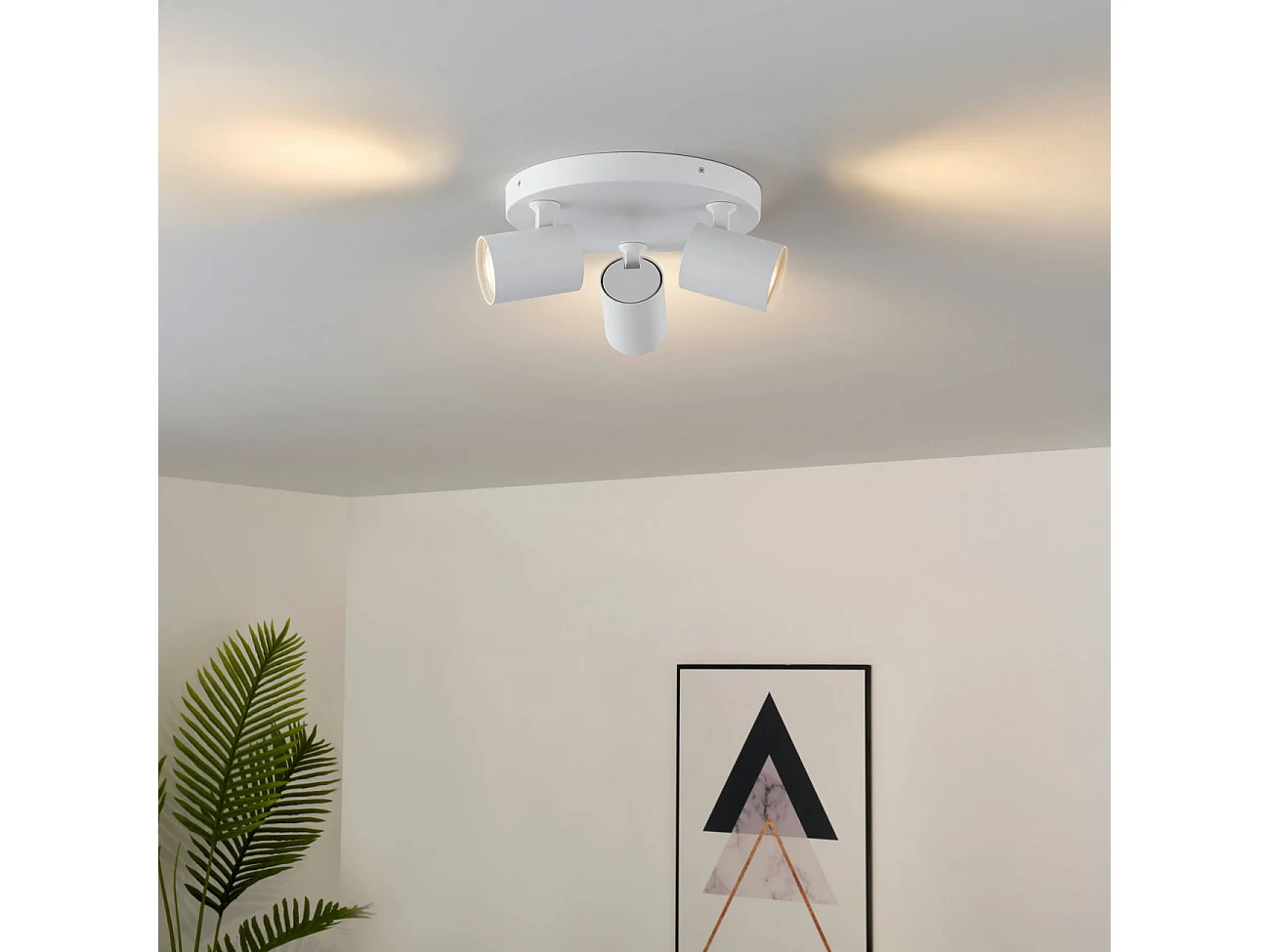 Plafonnier blanc trois spots orientables - Lima