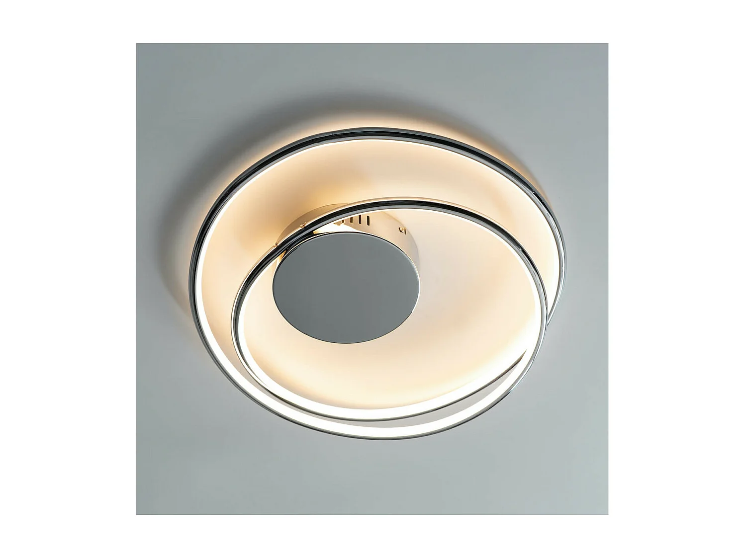 Plafonnier chromé double boucle LED - Xandra