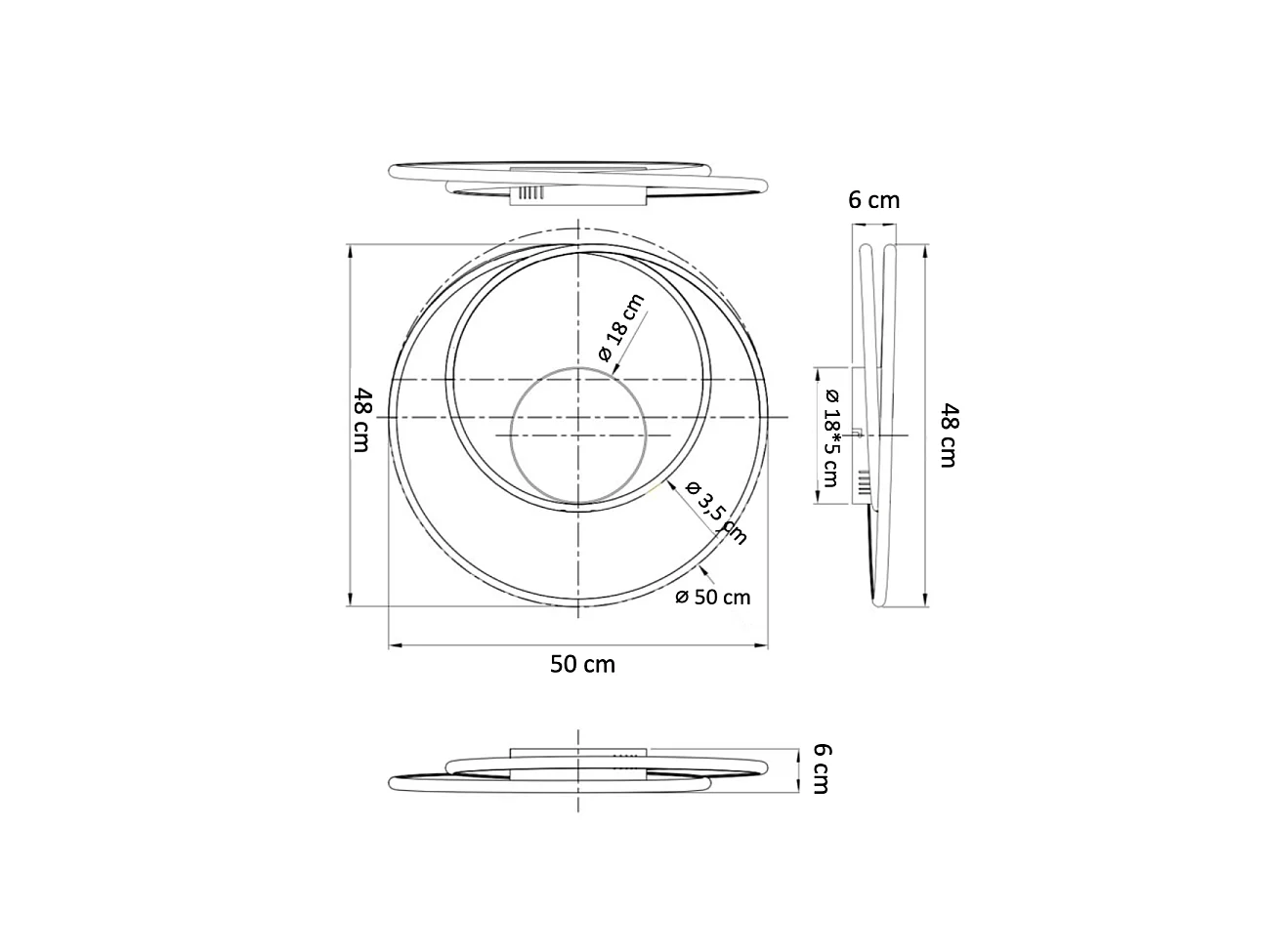 Plafonnier chromé double boucle LED - Xandra