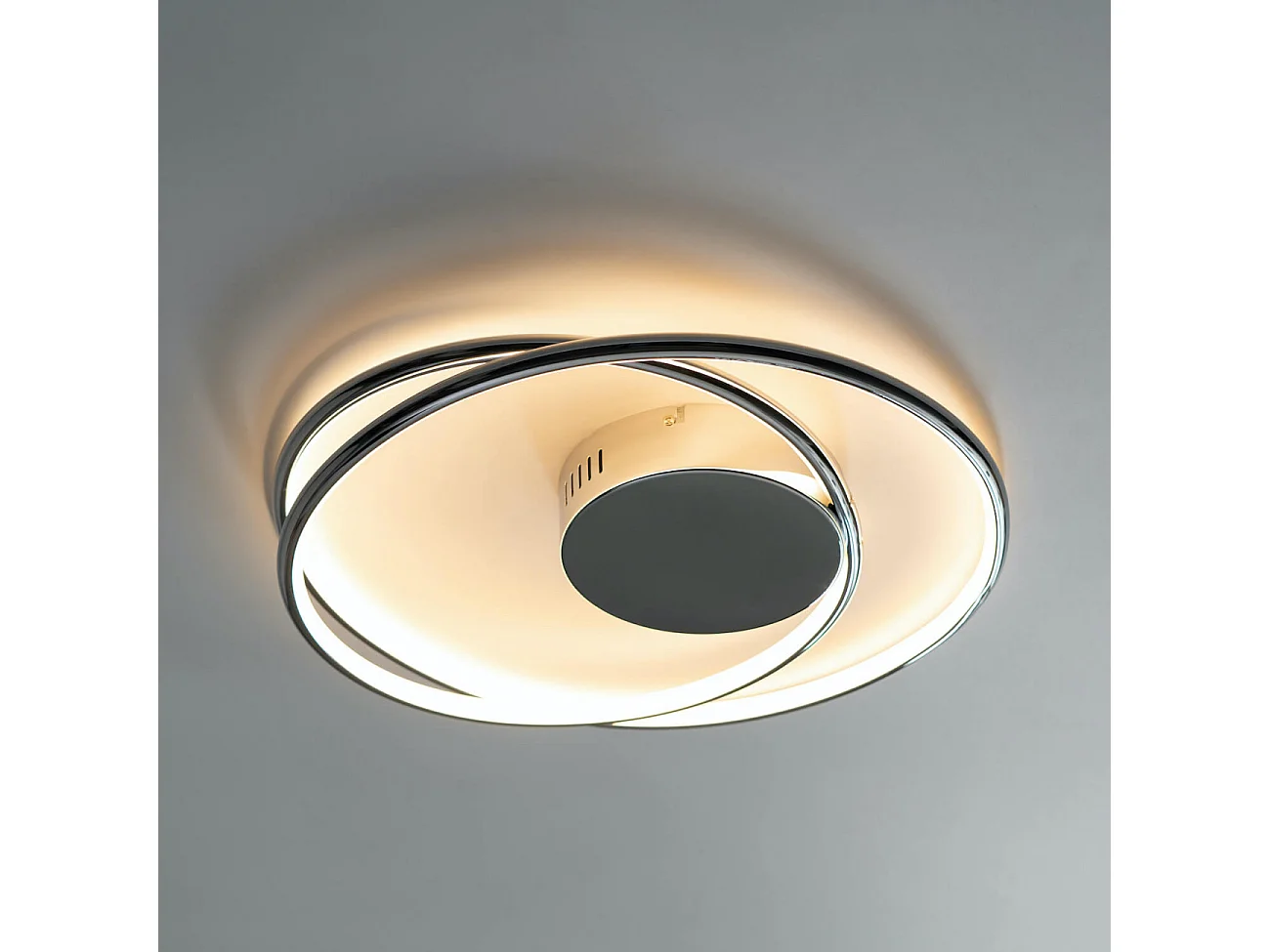 Plafonnier chromé double boucle LED - Xandra