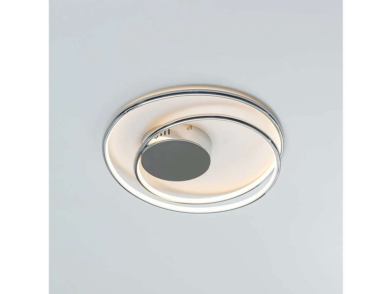 Plafonnier chromé double boucle LED - Xandra