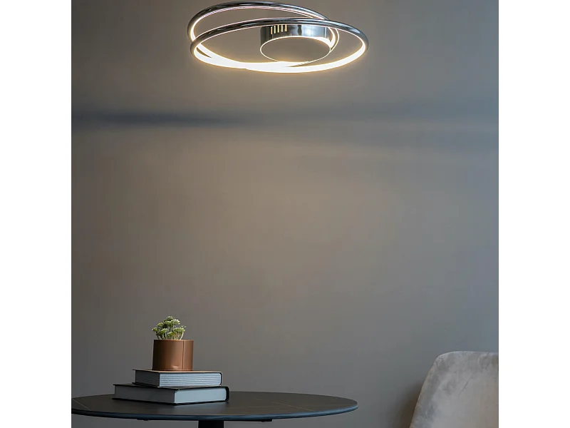 Plafonnier chromé double boucle LED - Xandra