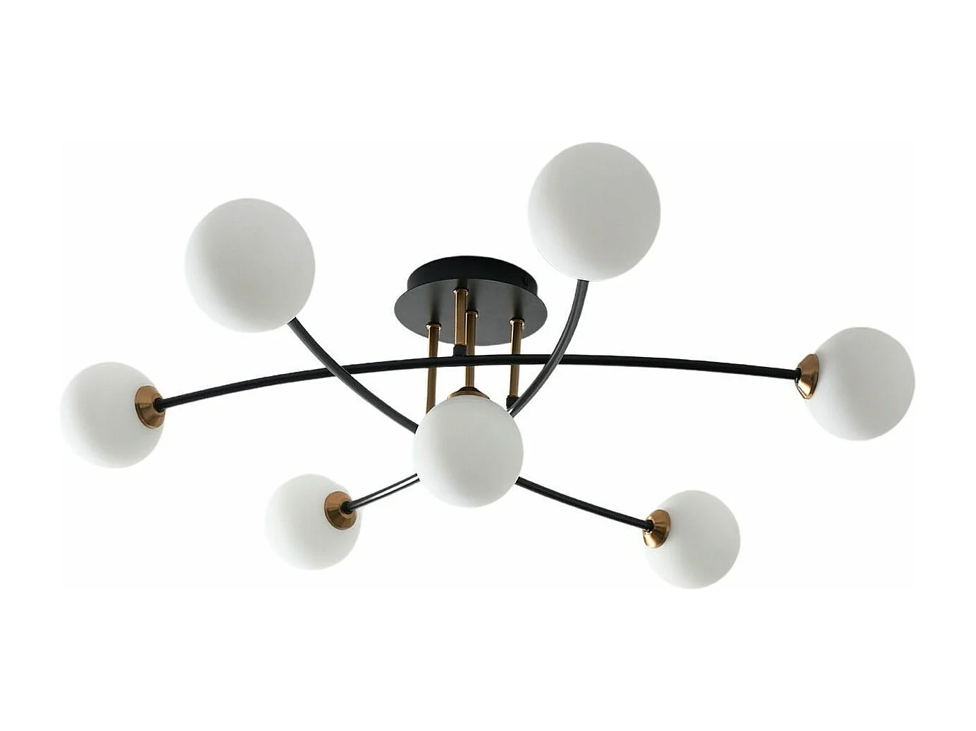 Plafonnier tendance métal noir et verre blanc - Estrela