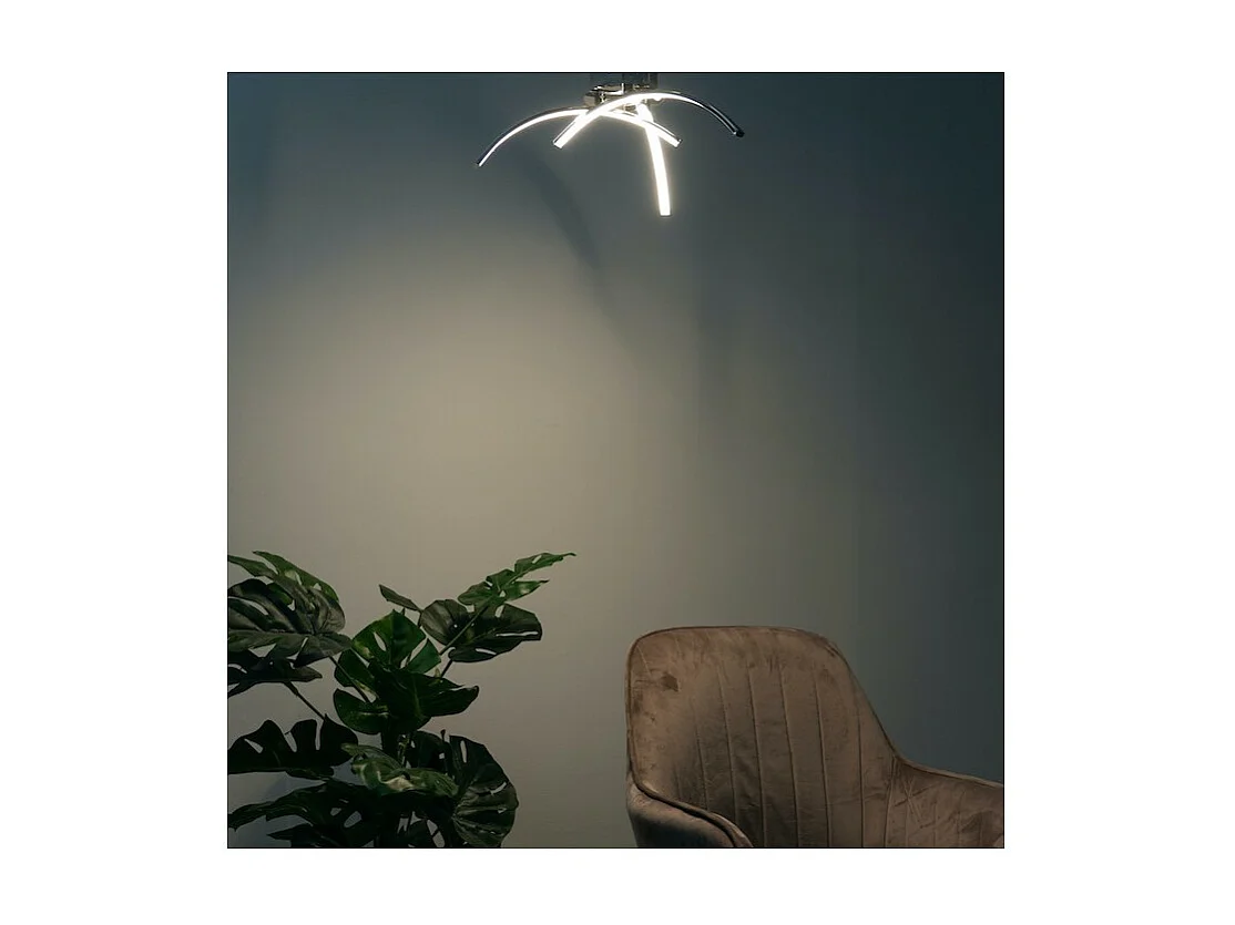 Plafonnier LED chromé design 3 branches - Ova