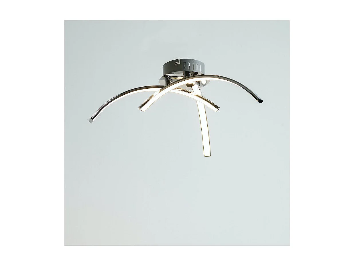 Plafonnier LED chromé design 3 branches - Ova