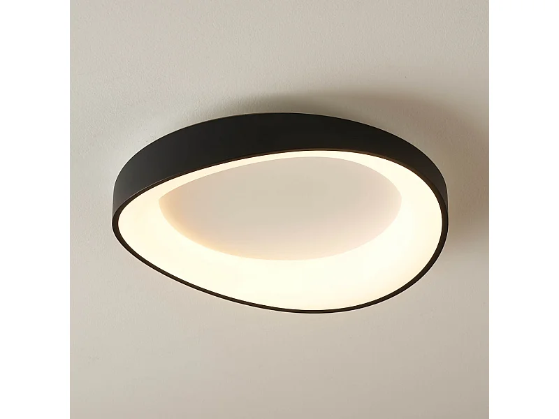 Plafonnier rond noir discret LED compatible avec variateur - Belina