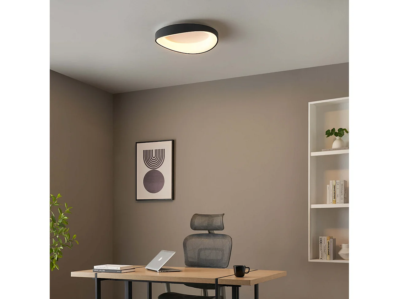 Plafonnier rond noir discret LED compatible avec variateur - Belina