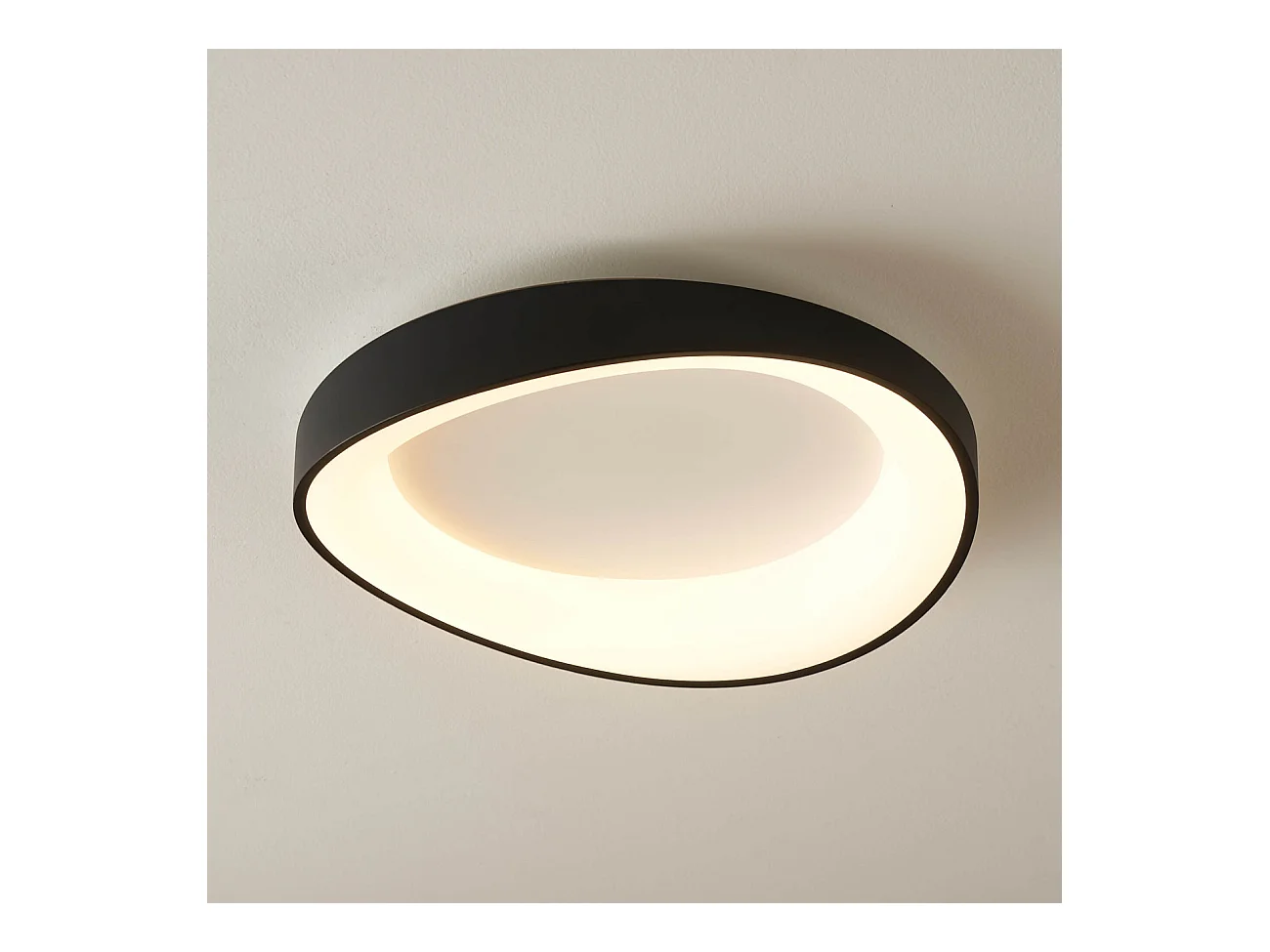 Plafonnier rond noir discret LED compatible avec variateur - Belina