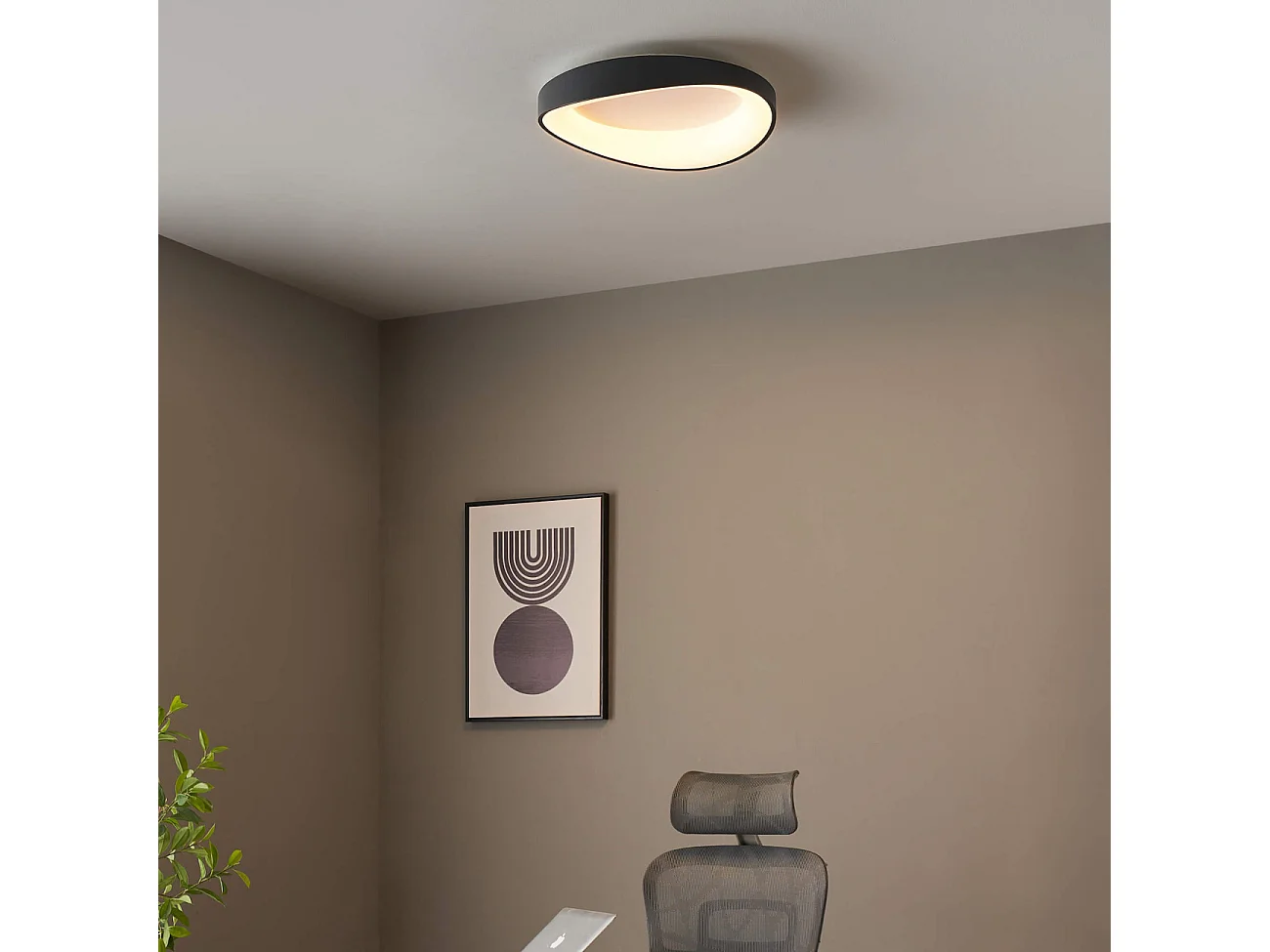 Plafonnier rond noir discret LED compatible avec variateur - Belina