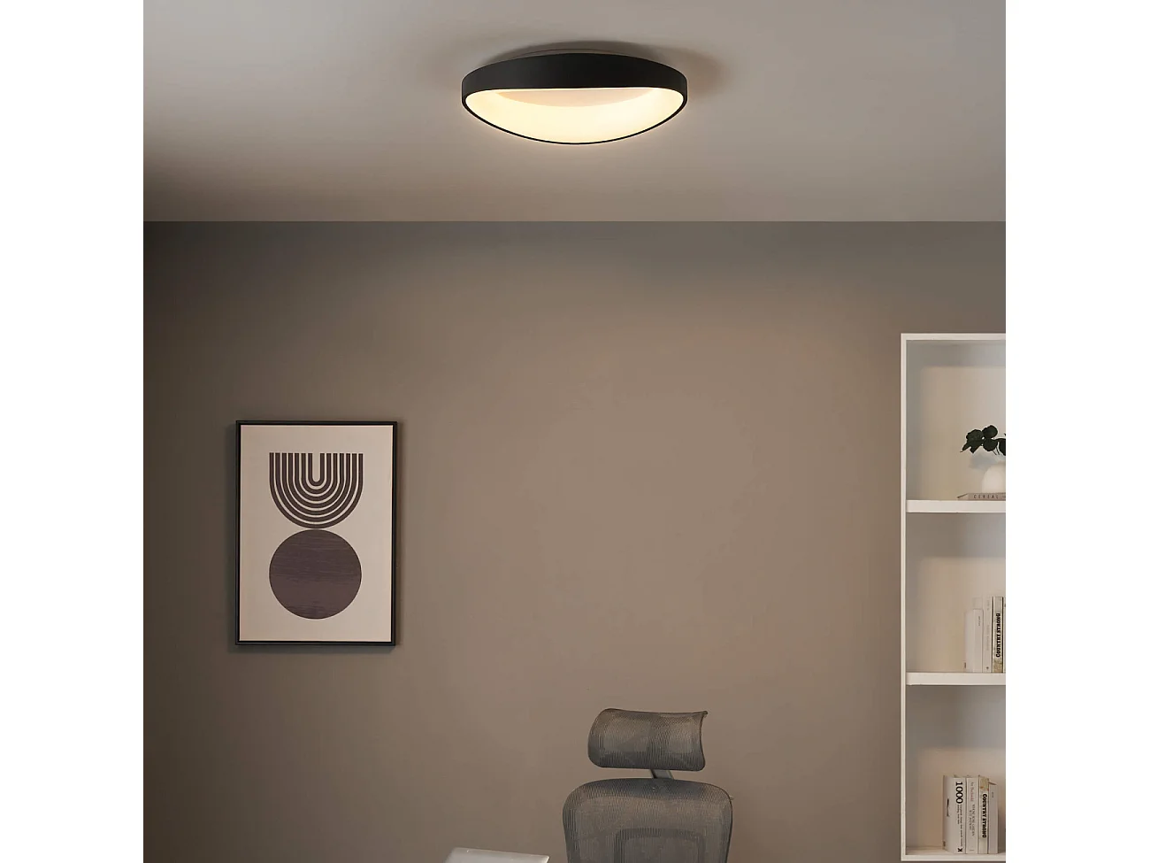 Plafonnier rond noir discret LED compatible avec variateur - Belina