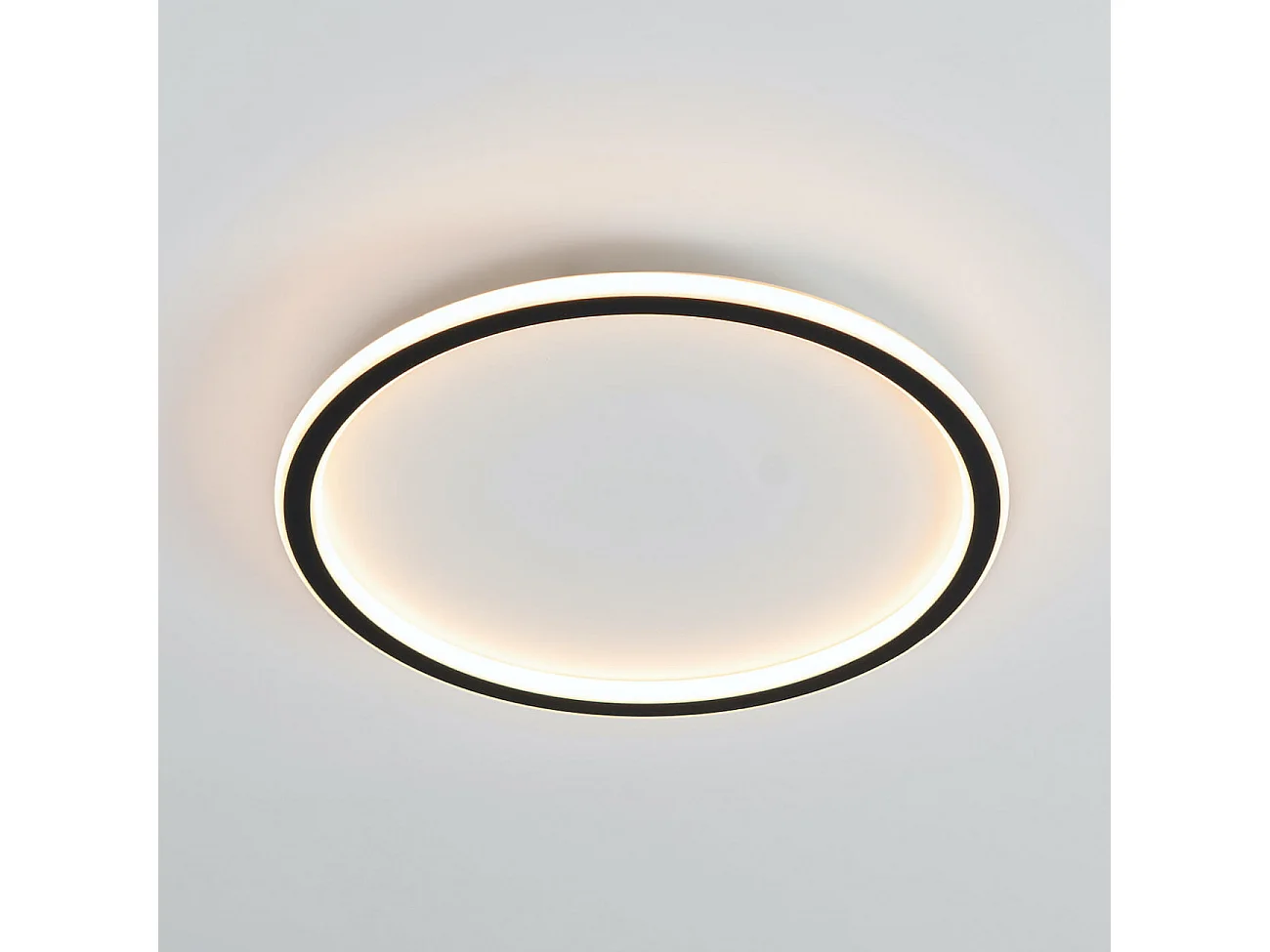 Plafonnier LED rond 40 cm cercle noir - Alessia