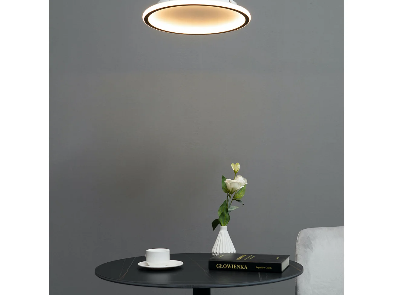 Plafonnier LED rond 40 cm cercle noir - Alessia