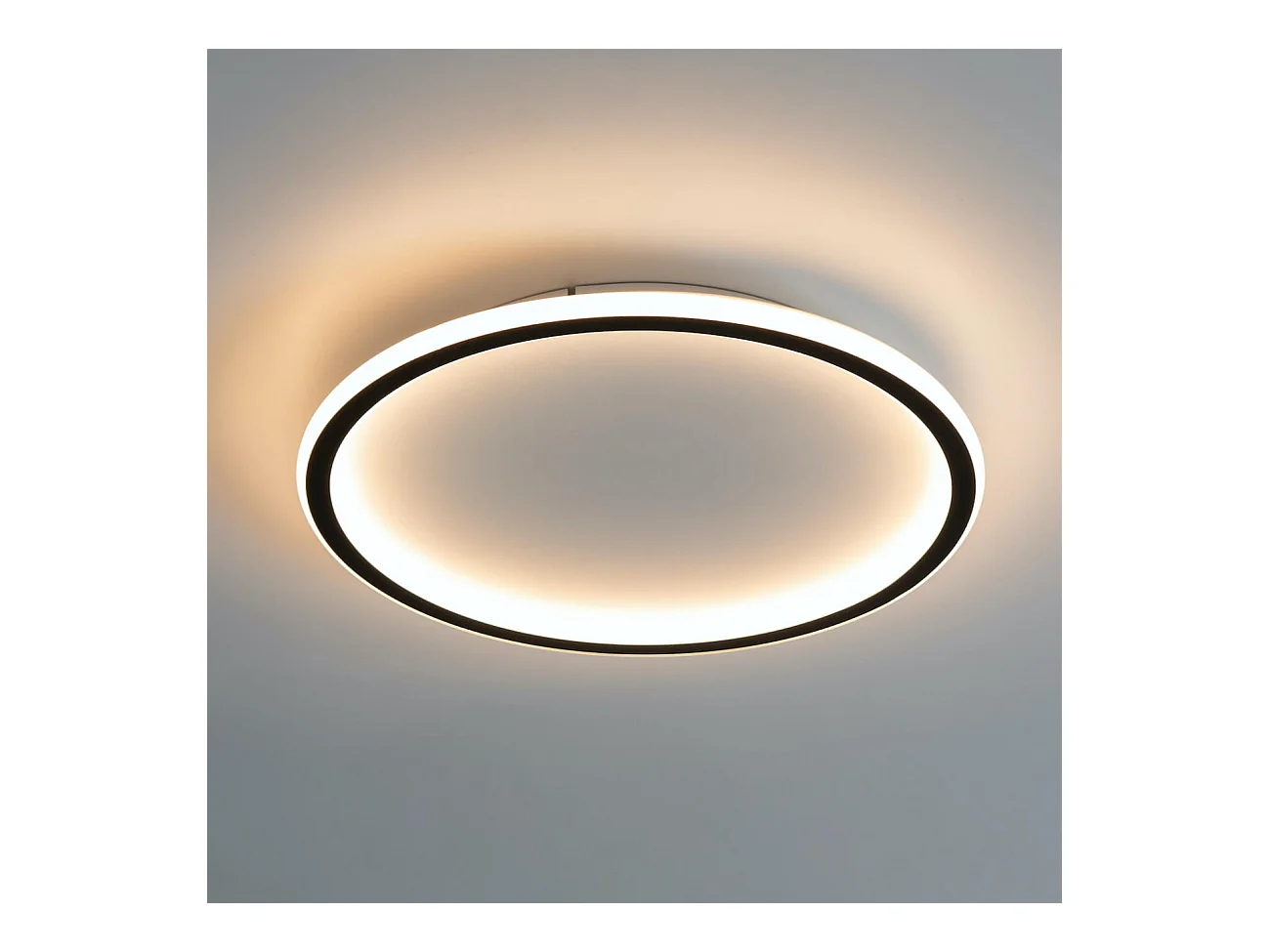 Plafonnier LED rond 40 cm cercle noir - Alessia