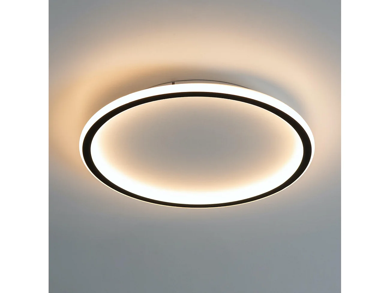 Plafonnier LED rond 40 cm cercle noir - Alessia