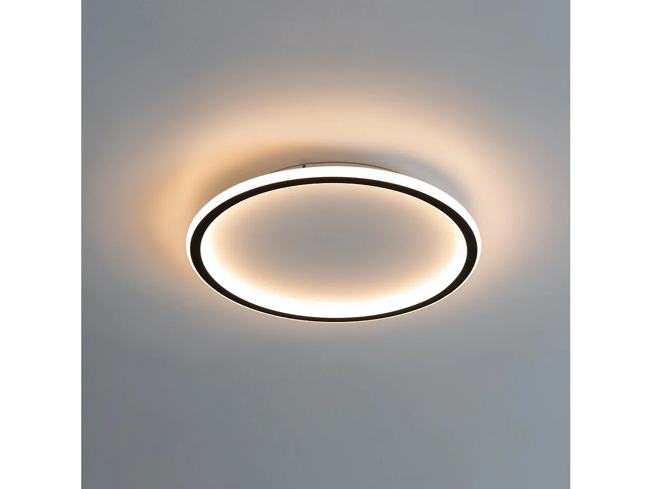 Plafonnier LED rond 40 cm cercle noir - Alessia