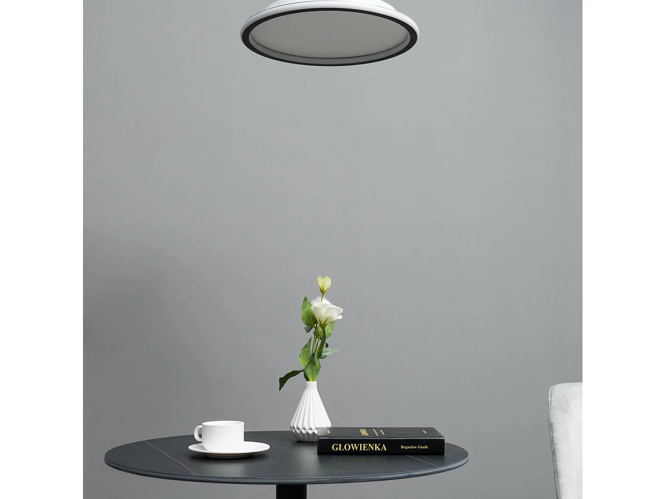 Plafonnier LED rond 40 cm cercle noir - Alessia