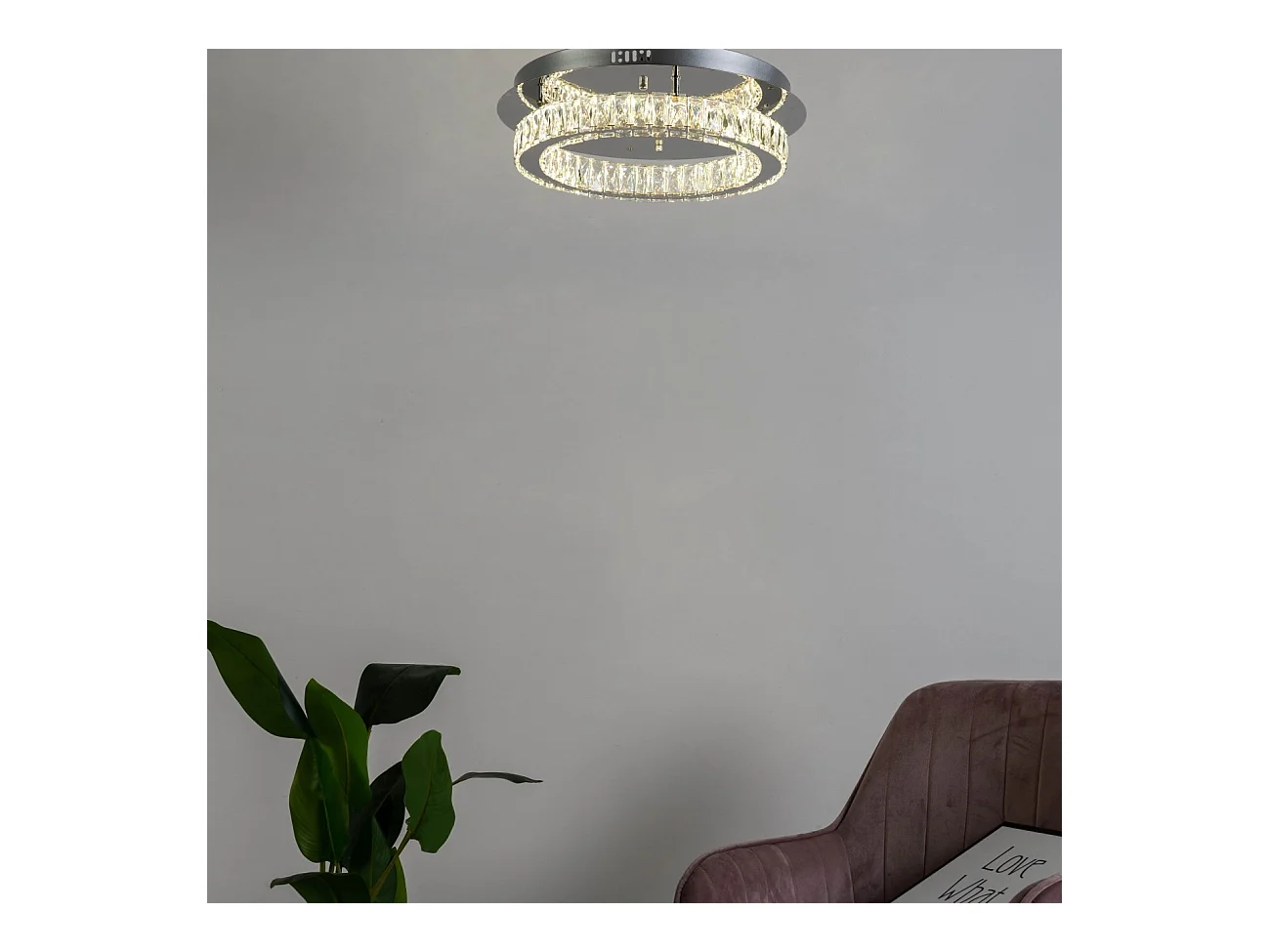 Plafonnier LED cristal cercle design (ø 45 cm) - Diez
