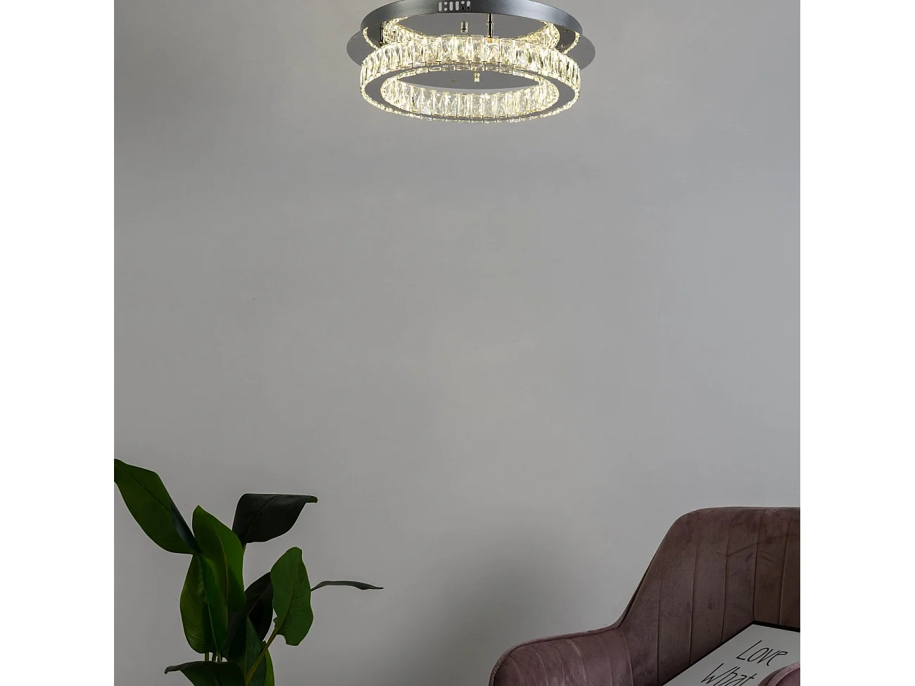 Plafonnier LED cristal cercle design (ø 45 cm) - Diez